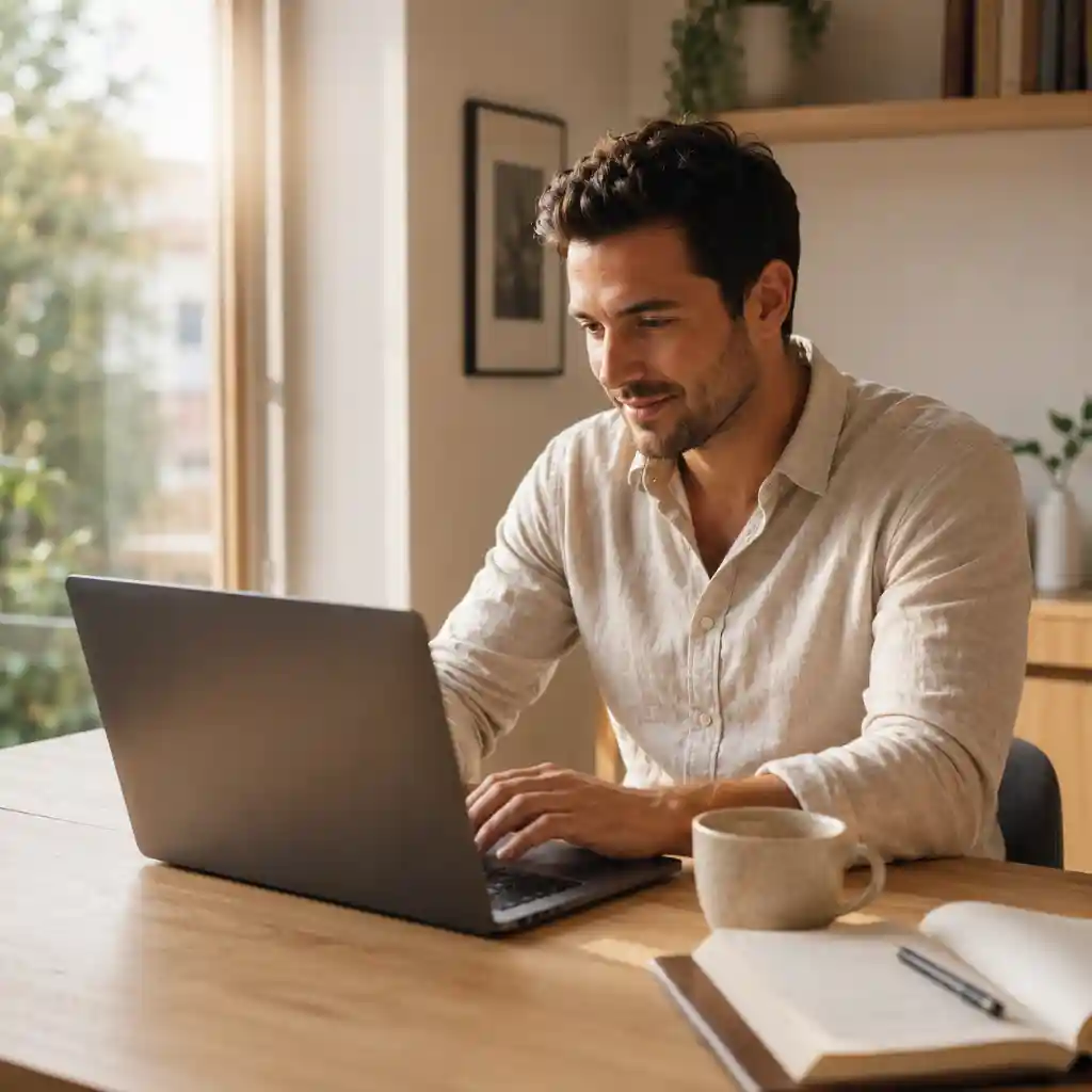 Using Claude for writing at a tidy home-office desk